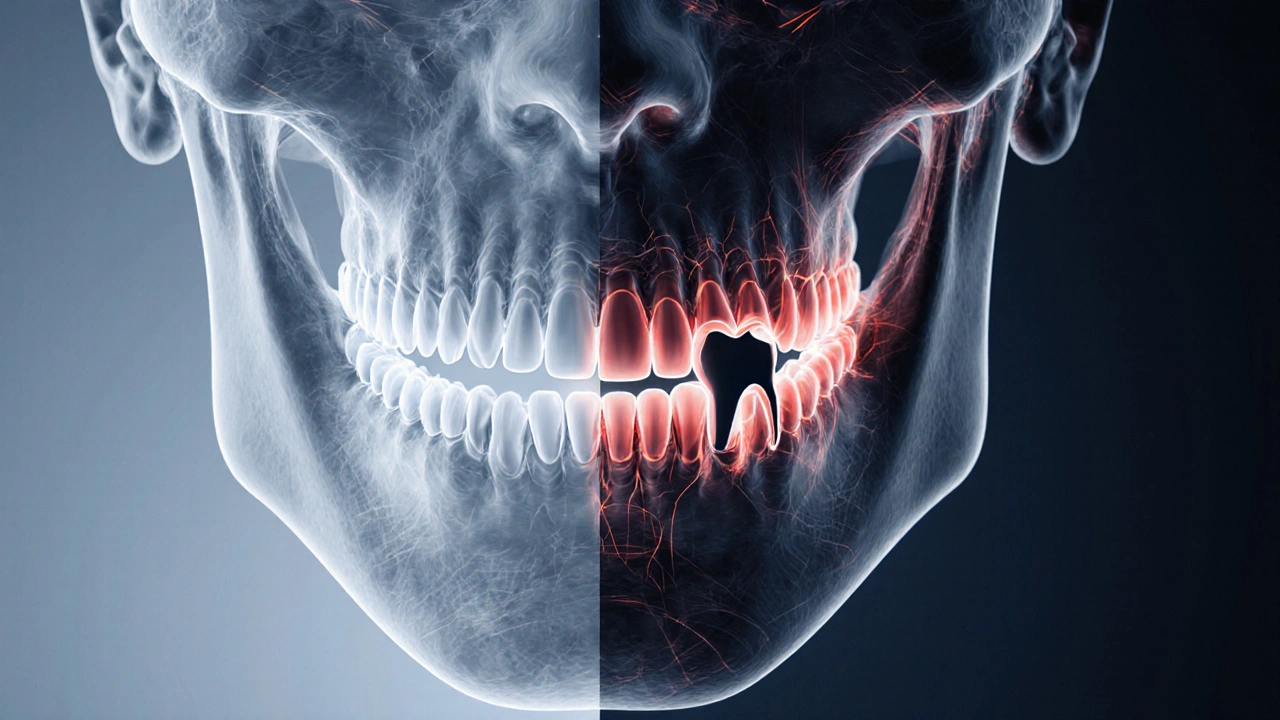 Kostní tkáň v čelisti se rozpadá po ztrátě zubu.
