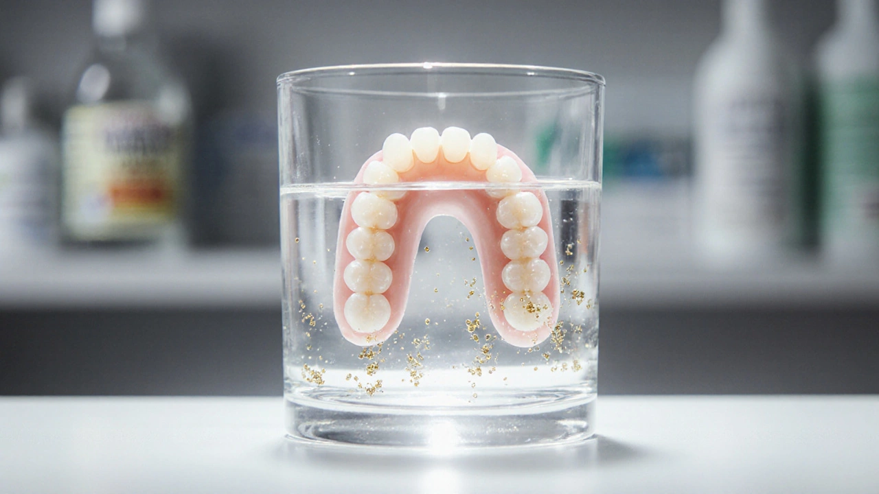 Neviditelné rovnátko namočené v roztoku octa a vody pro hluboké čištění.
