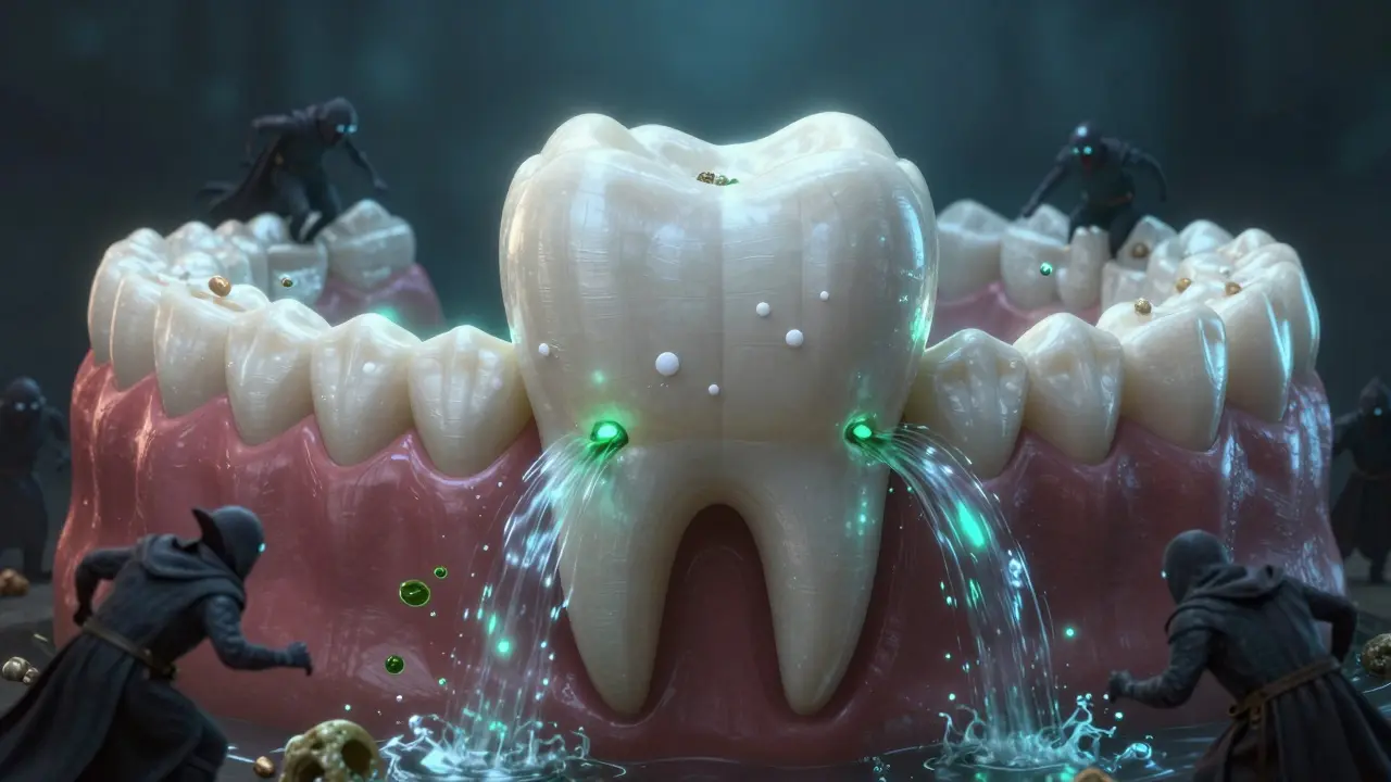 Konzervovaný zub jako hrad, kde minerály opravují poškození