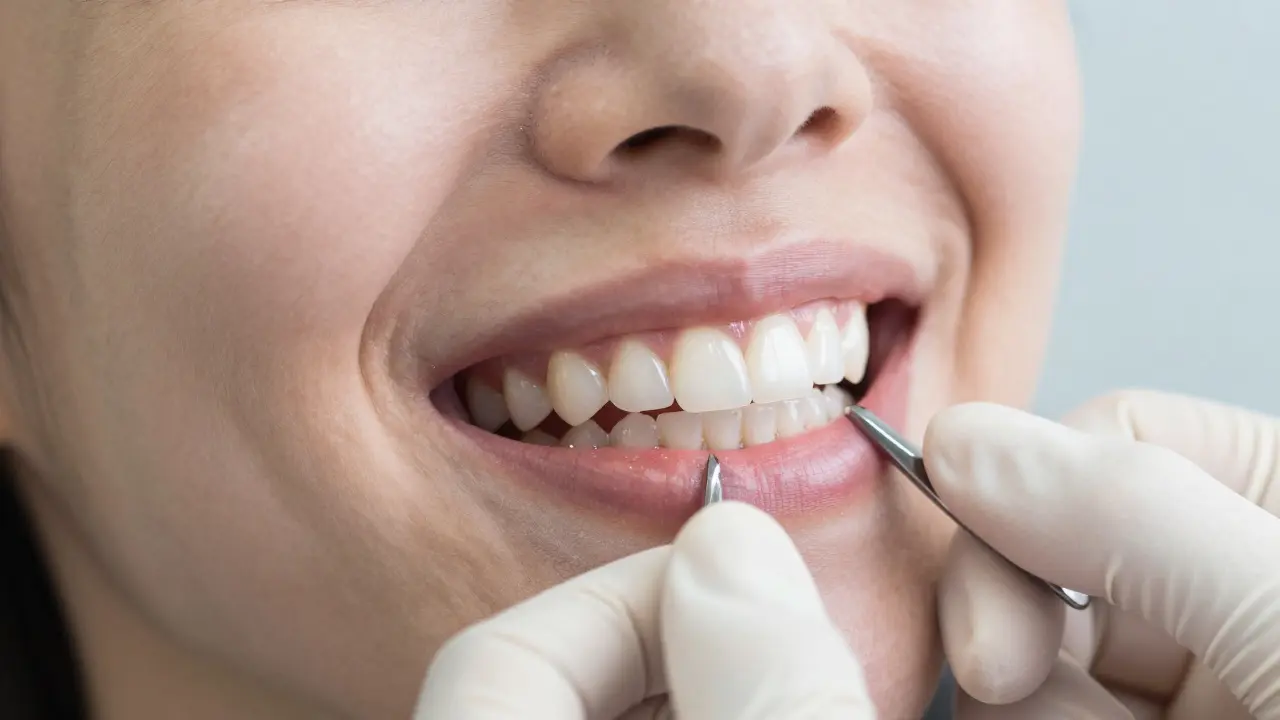 Patient smiling with natural-looking ceramic veneers that blend perfectly with their teeth.