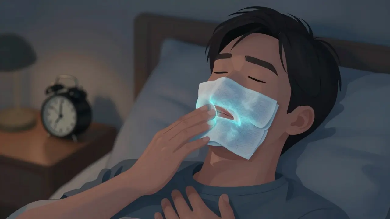 Chladný obklad na tváři v noci při bolesti předních zubů.