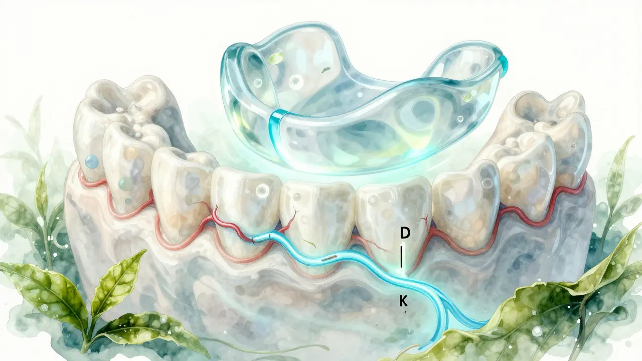 Přenosný vnitřní proces remineralizace zubní skloviny pomocí minerálů a vitamínů