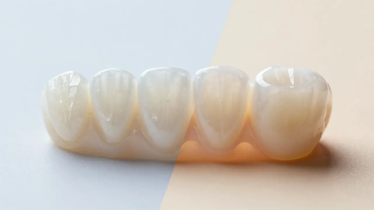 Srovnání porcelánové a kompozitní zubní fazety
