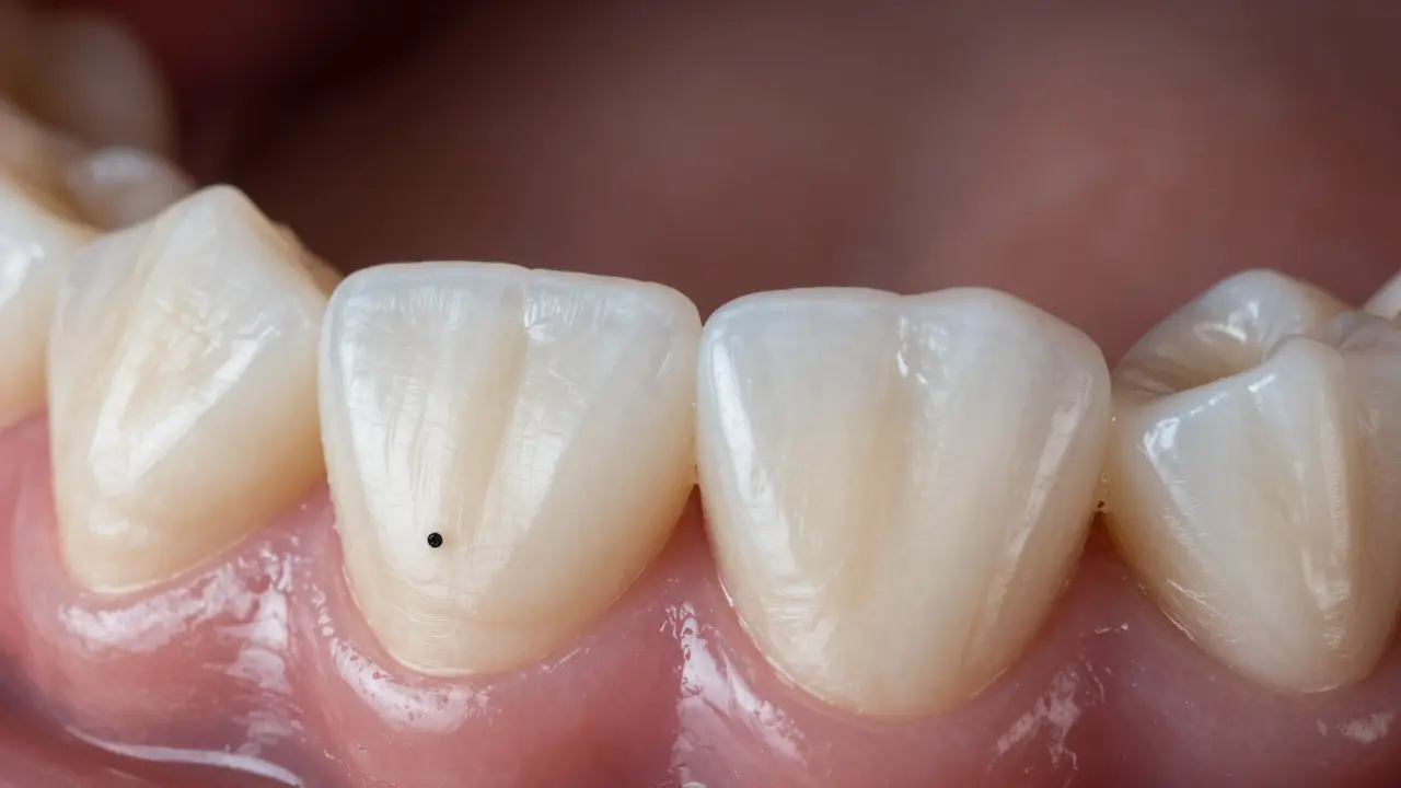 Co je černá tečka na zubu? Příčiny, diagnostika a léčba mezizubního kazu