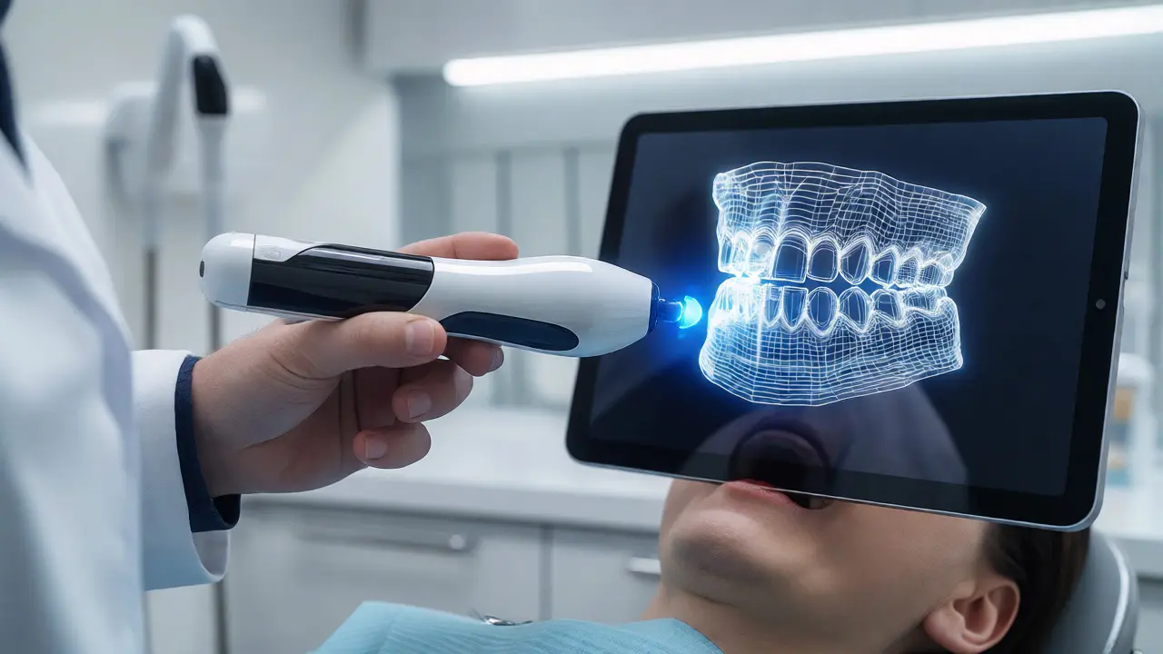 Ortodontista používá digitální skener zubů