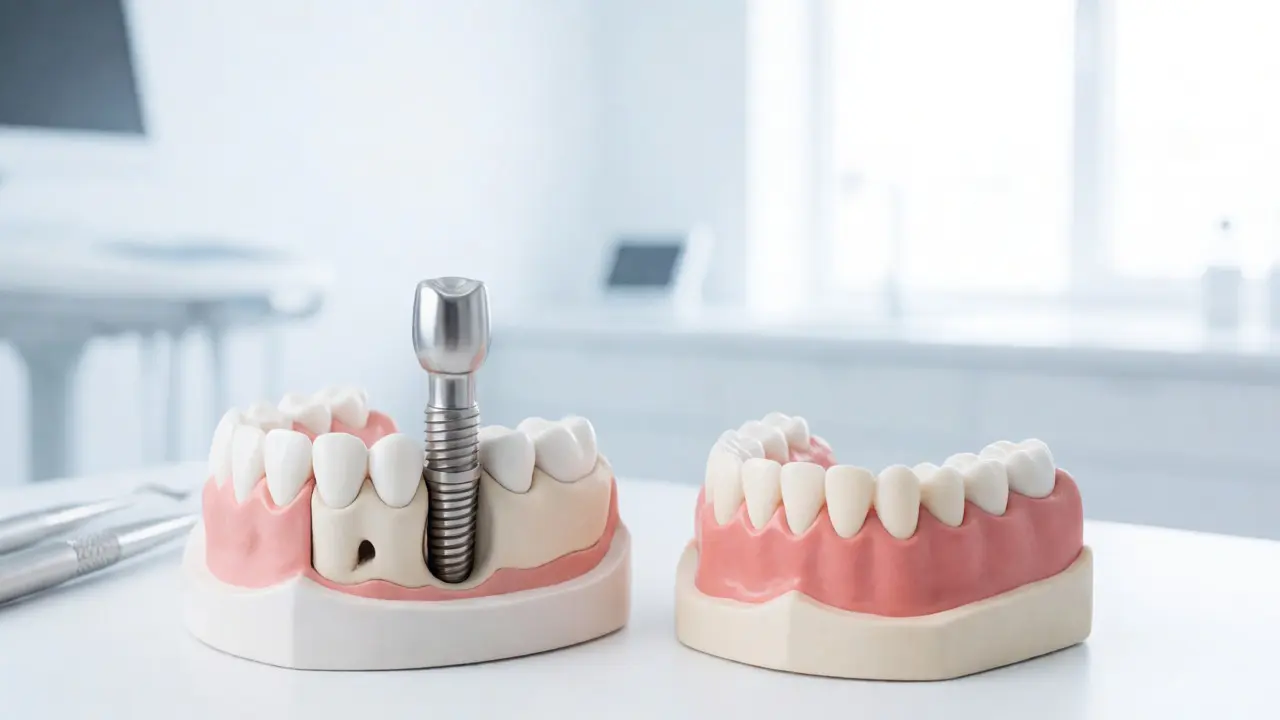 Srovnání stabilního zubního implantátu s klasickou pohyblivou protézou