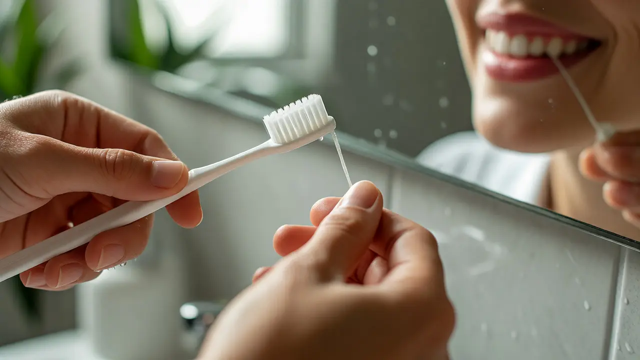 Person preparing for dental surgery with proper oral hygiene tools